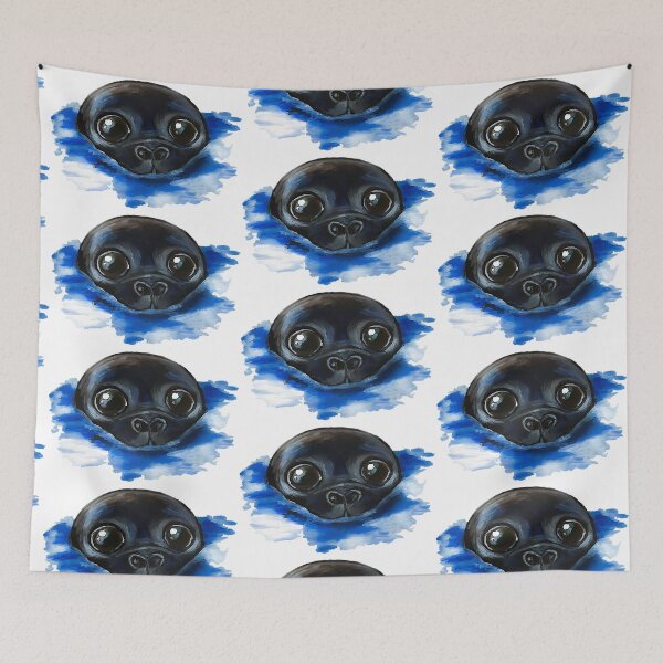 Item preview, Curious Harbour Seal acrylic painting designed and sold by Funsize-Art.