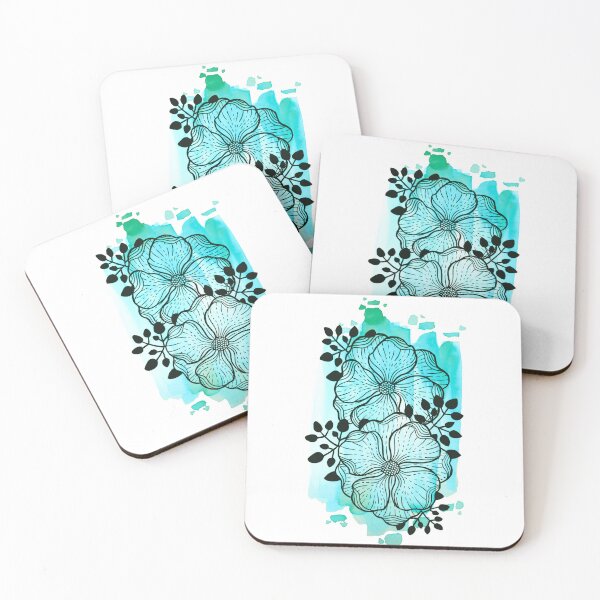 Item preview, Aqua Green Watercolor Flowers Duda designed and sold by BEATRIZKOBORI.