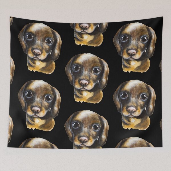 Item preview, Cute dachshund puppy watercolour painting designed and sold by Funsize-Art.