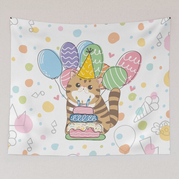 Item preview, Brown Tabby Tabby Exotic Shorthair Persian Cat Birthday Party designed and sold by lulululupaint.