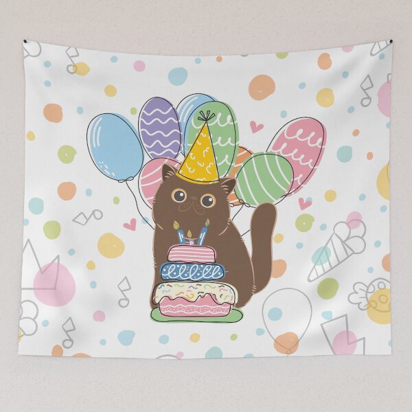 Item preview, Chocolate Brown Tabby Exotic Shorthair Persian Cat Birthday Party designed and sold by lulululupaint.