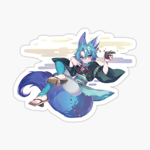 Item preview, Kitsune with a Teacup - Nai Nohni designed and sold by NaiNohni.