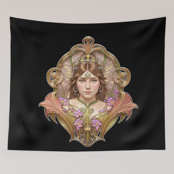 Item preview, Art Nouveau Queen Vintage Art Alphonse Mucha inspired designed and sold by artelligens.