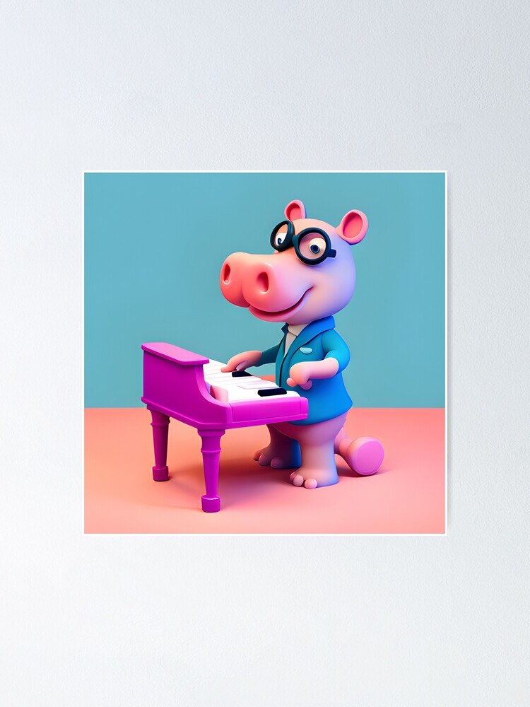 Linda vaca bebé tocando el piano · Creative Fabrica