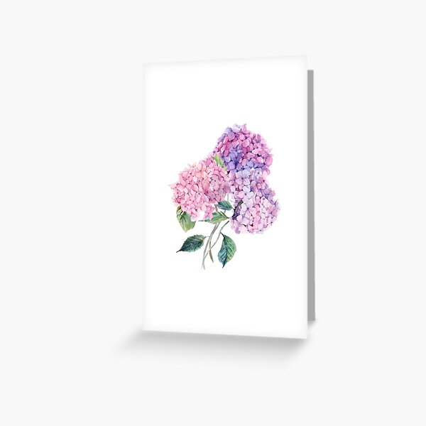 Item preview, Watercolor branch of blooming hydrangeas designed and sold by DePiano.