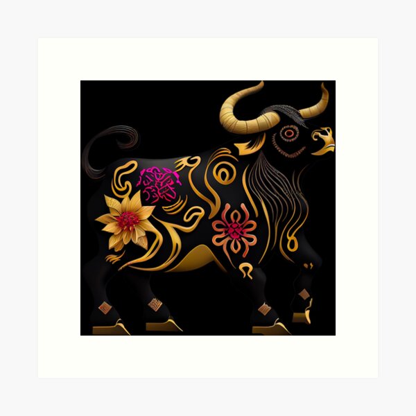 Cow - Ox Chinese Zodiac Watercolor Scarf for Sale by Anna Bucciarelli