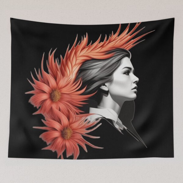 Item preview, Woman with feathers and flowers in hair designed and sold by Roxburylane.