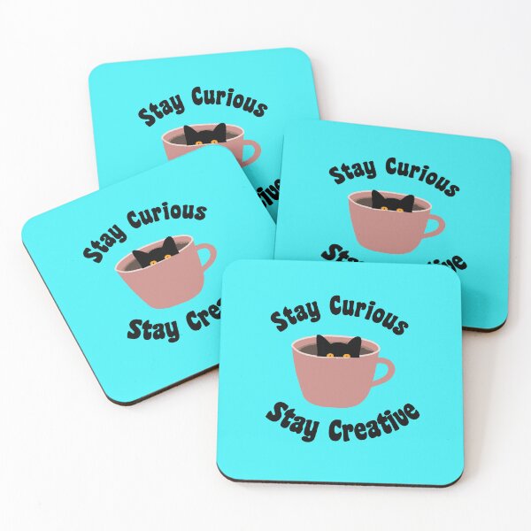 Item preview, Stay Curious Stay Creative Black Coffee Black Cat designed and sold by netfires.