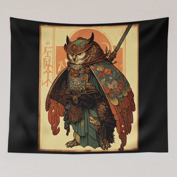 Item preview, Owl Samurai Art Nouveau designed and sold by entwithanaxe.