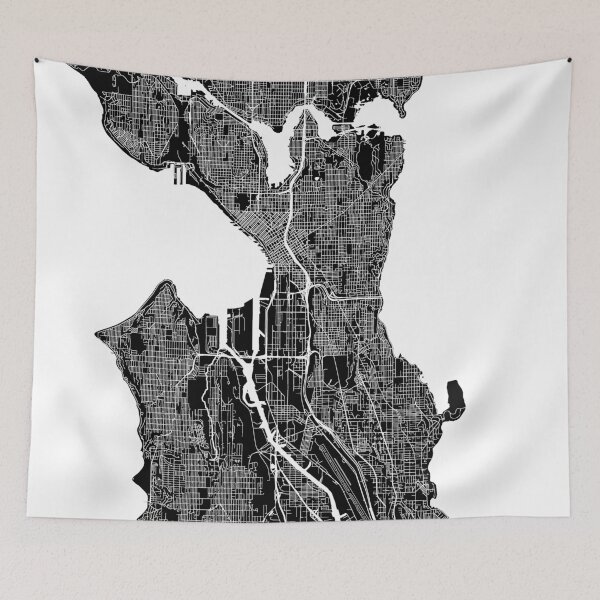 Item preview, Seattle Black and White Map designed and sold by samvschantz.