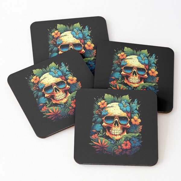 Item preview, A Skull With Sunglasses and Flowers Painted 5 designed and sold by eyestetix.