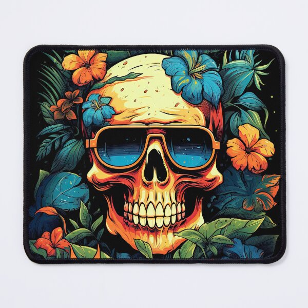 Item preview, A Skull With Sunglasses and Flowers Painted 5 designed and sold by eyestetix.