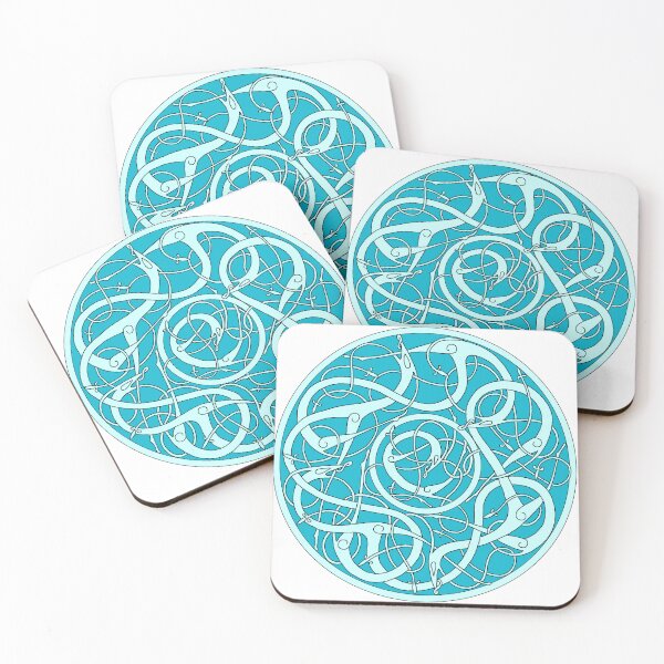 Item preview, Urnes Beasts Round Teal designed and sold by Elissaveta.