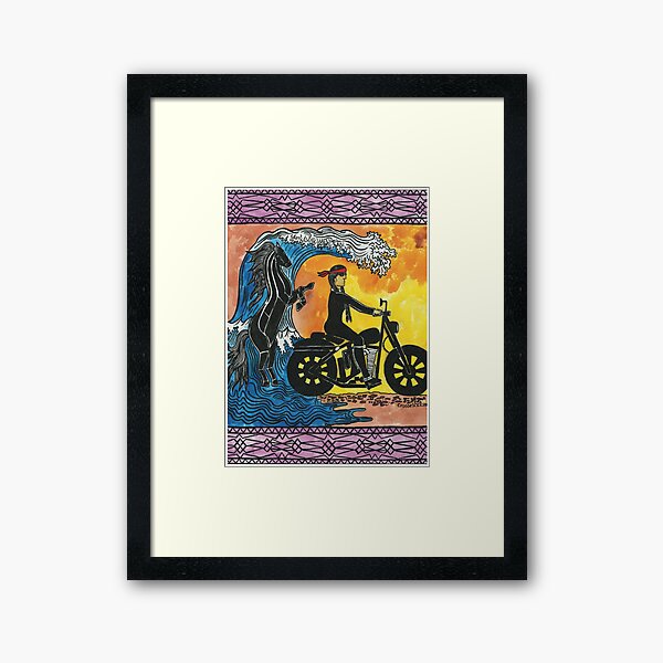 Water Woman biker Framed Art Print