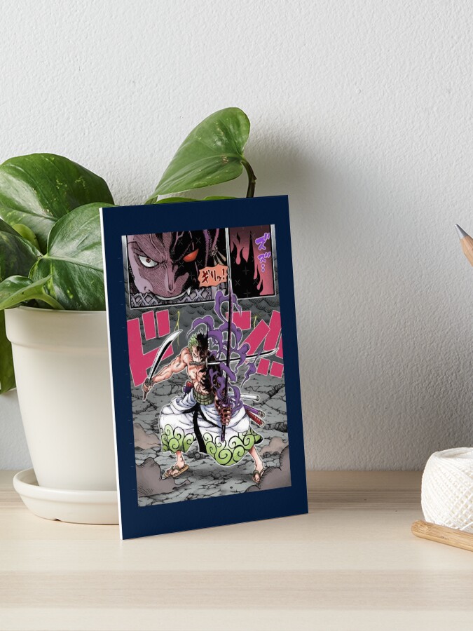 Zoro three sword style colored manga panel Art Board Print