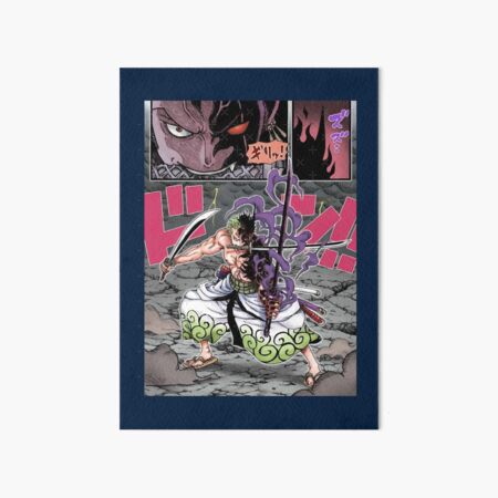 Zoro three sword style colored manga panel Art Board Print