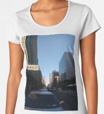 Metropolitan area, New York, Manhattan, Brooklyn, New York City, architecture, street, building, tree, car,   Women's Premium T-Shirt