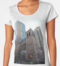 Landmark, New York, Manhattan, Brooklyn, New York City, architecture, street, building, tree, car,   Women's Premium T-Shirt