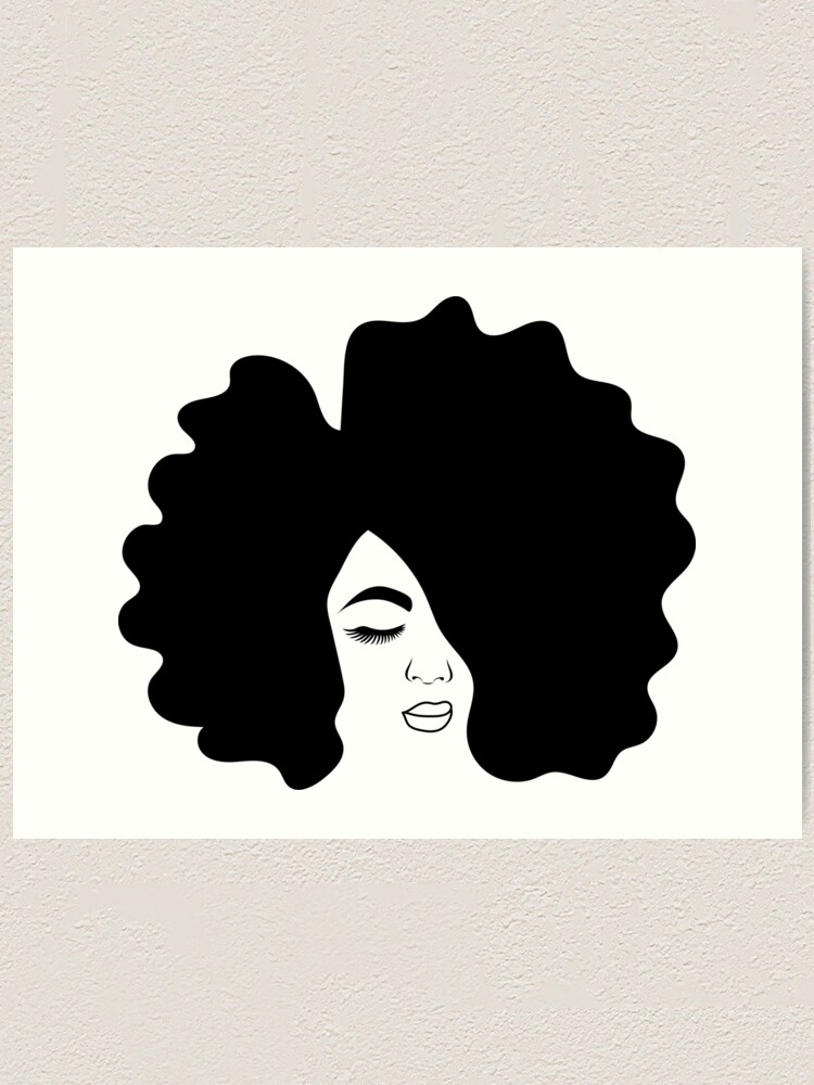 Big Afro Drawing Black Woman With Natural Hair