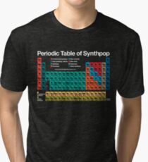 Camiseta de tejido mixto Tabla periódica de Synthpop (fondo oscuro)