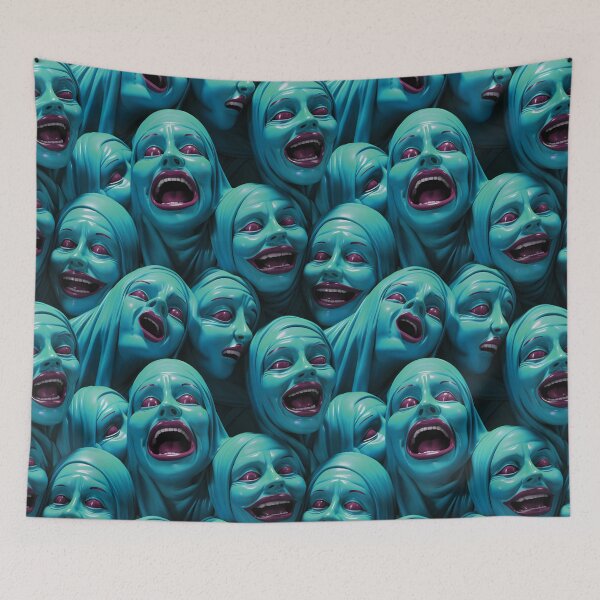 Item preview, 3D Creepy Nuns Blue Halloween Pattern designed and sold by Sturdust.