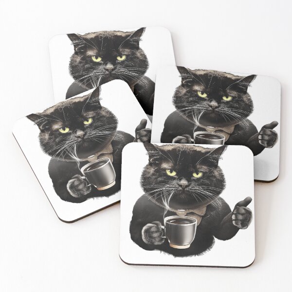 Item preview, Bossy Cat Sips Coffee Thumbs Up designed and sold by Pixel4Art.