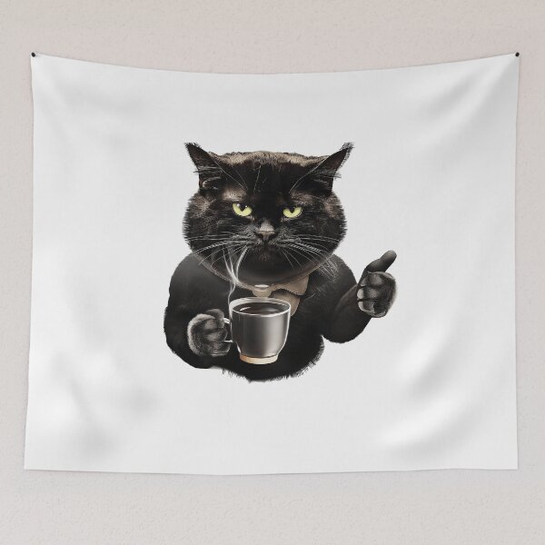 Item preview, Bossy Cat Sips Coffee Thumbs Up designed and sold by Pixel4Art.