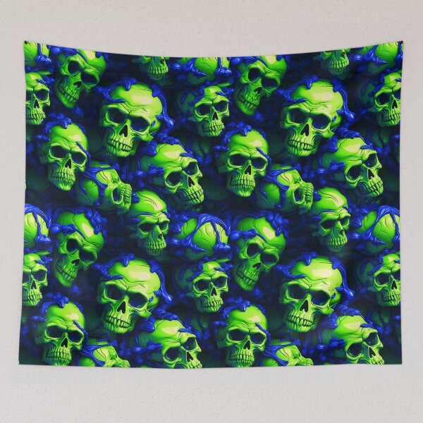 Item preview, 3D Skulls Creepy Green Halloween Pattern designed and sold by Sturdust.