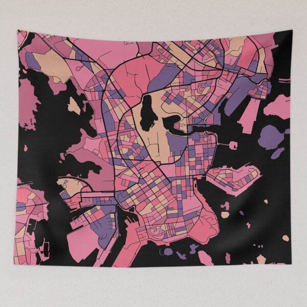Item preview, Helsinki Map Pattern in Purple & Pink designed and sold by PatternMaps.