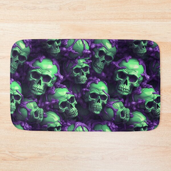 Item preview,  3D Skulls Macabre Green Purple Seamless Pattern designed and sold by Sturdust.