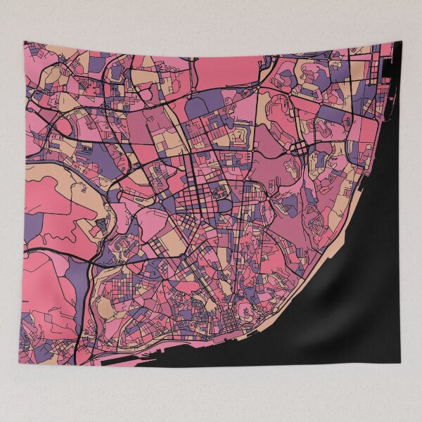 Item preview, Lisbon Map Pattern in Purple & Pink designed and sold by PatternMaps.