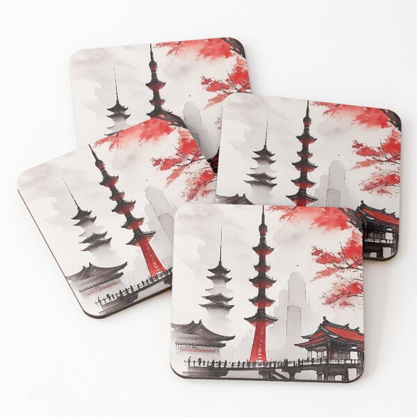 Item preview, Traditional Chinese Cityscape 3 Red designed and sold by yellowmenace.