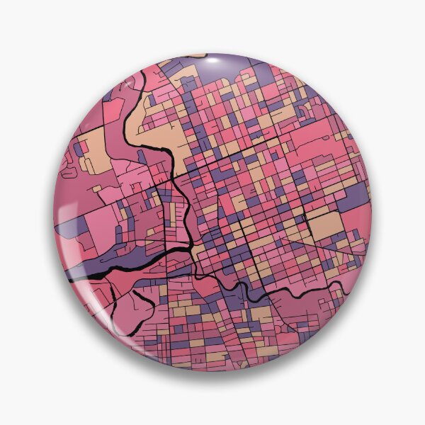 Aperçu de l'œuvre Modèle de carte de Londres en violet et rose créée et vendue par PatternMaps.