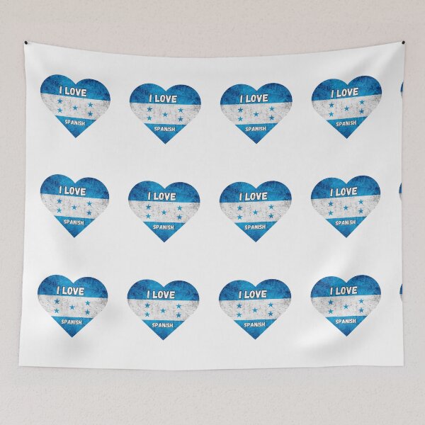 Item preview,  i love spanish, heart with honduras flag designed and sold by language-des.