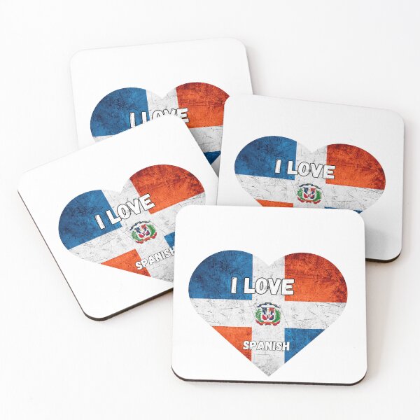 Item preview, i love spanish, heart with flag of dominican republic designed and sold by language-des.