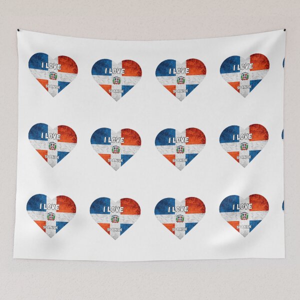 Item preview, i love spanish, heart with flag of dominican republic designed and sold by language-des.