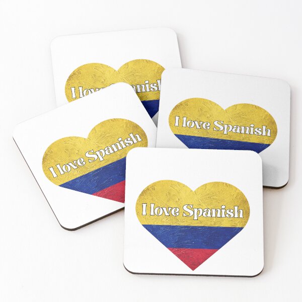Aperçu de l'œuvre j'aime l'espagnol, coeur avec le drapeau de la Colombie créée et vendue par language-des.