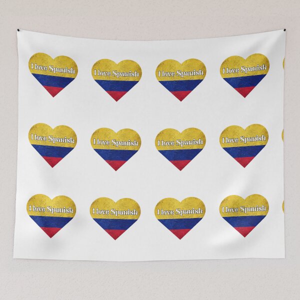 Item preview, i love spanish, heart with colombia flag designed and sold by language-des.