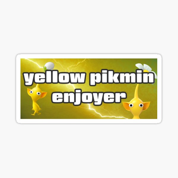 Vista previa del artículo con la obra «Pegatina para parachoques disfrutador de Pikmin amarillo», diseñado y vendido por SillySealShop.