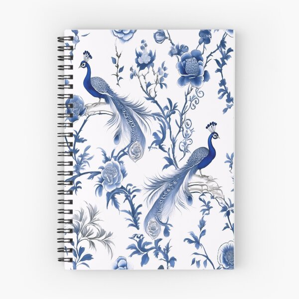 Item preview, Chinoiserie Peacock Design in Blue and White designed and sold by Tamas Das.