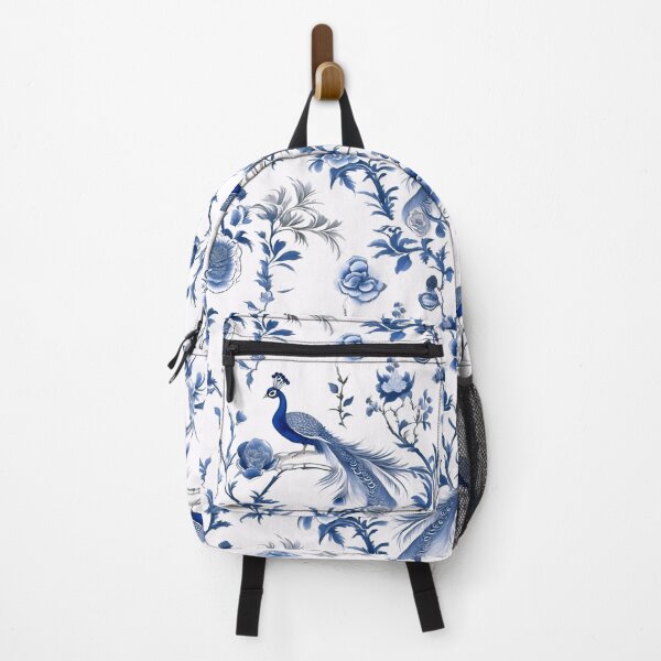 Item preview, Chinoiserie Peacock Design in Blue and White designed and sold by Tamas Das.