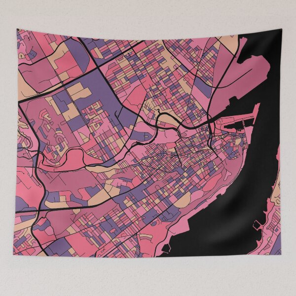 Item preview, Quebec City Map Pattern in Purple & Pink designed and sold by PatternMaps.