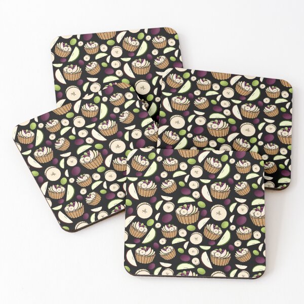 Item preview, Fruit Salad Tart Pattern (Black) designed and sold by honeybeepaper.