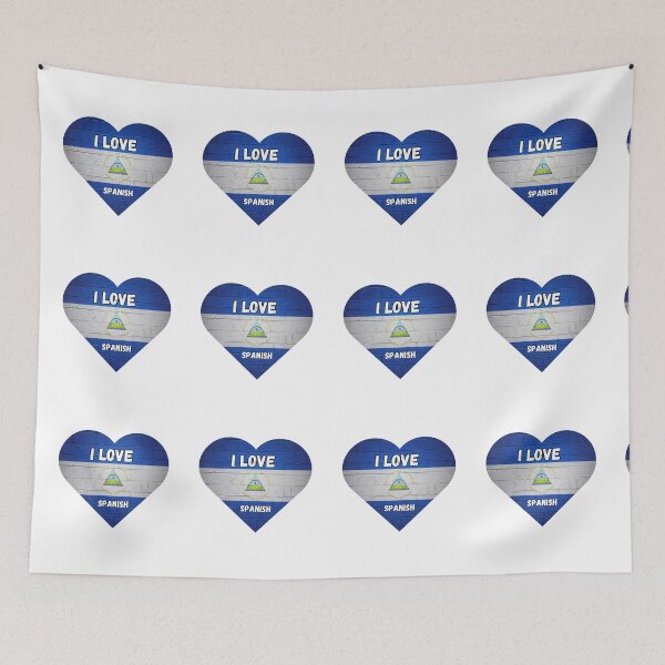 Item preview, i love spanish, heart with nicaraguan flag designed and sold by language-des.