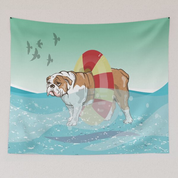 Item preview, English bulldog reluctant swimmer designed and sold by piedaydesigns.