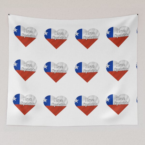 Item preview, i love spanish, heart with chilean flag designed and sold by language-des.
