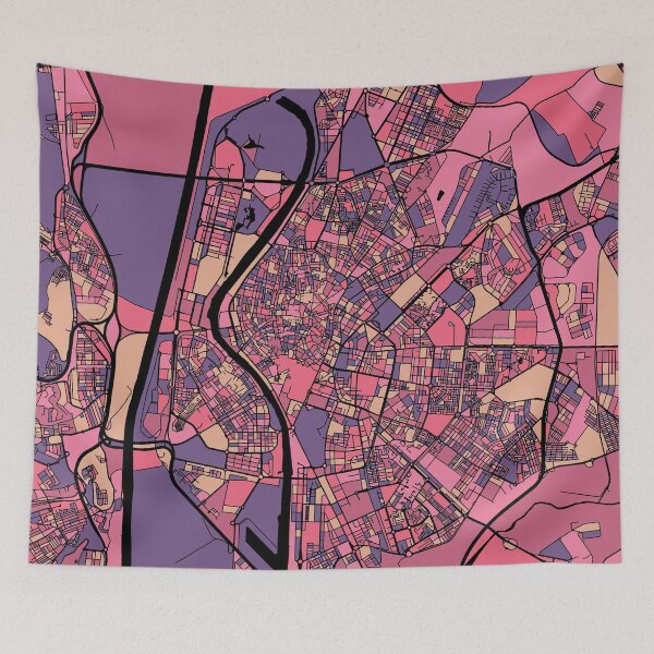Item preview, Seville Map Pattern in Purple & Pink designed and sold by PatternMaps.