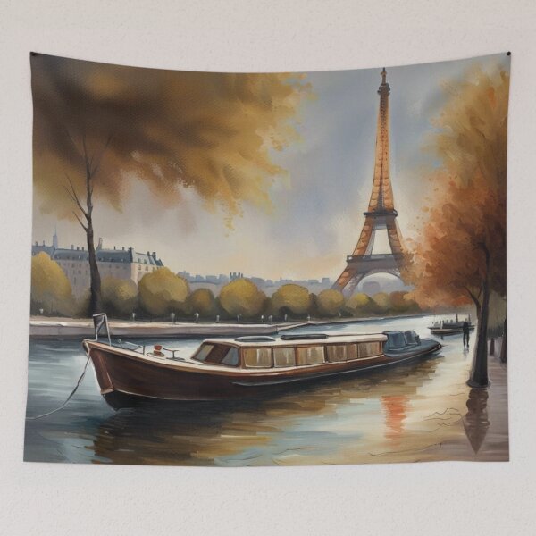 Item preview, Paris painting of a boat on the river Seine  designed and sold by JackFreestone.