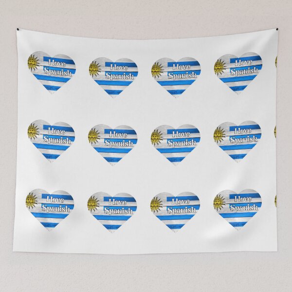 Item preview, i love spanish, heart with uruguay flag designed and sold by language-des.