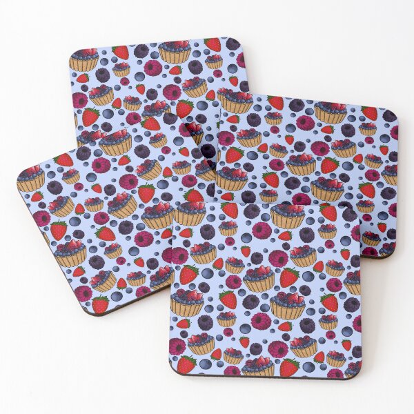 Item preview, Berry Sweet Tart Pattern (Light Blue) designed and sold by honeybeepaper.